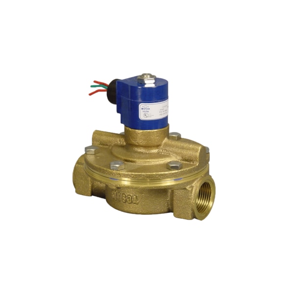 Solenoid Valve, 2-Way, 1 in Pipe Size, 120V/60V, 110V/50V, Diaphragm, Pilot Operated, Brass, NBR